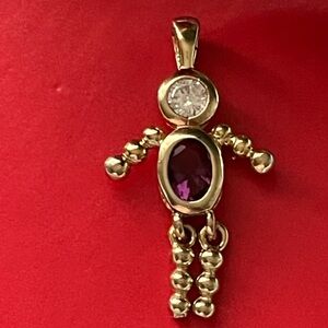 925 Silver Charm,Color Gold and Purple Pendant.